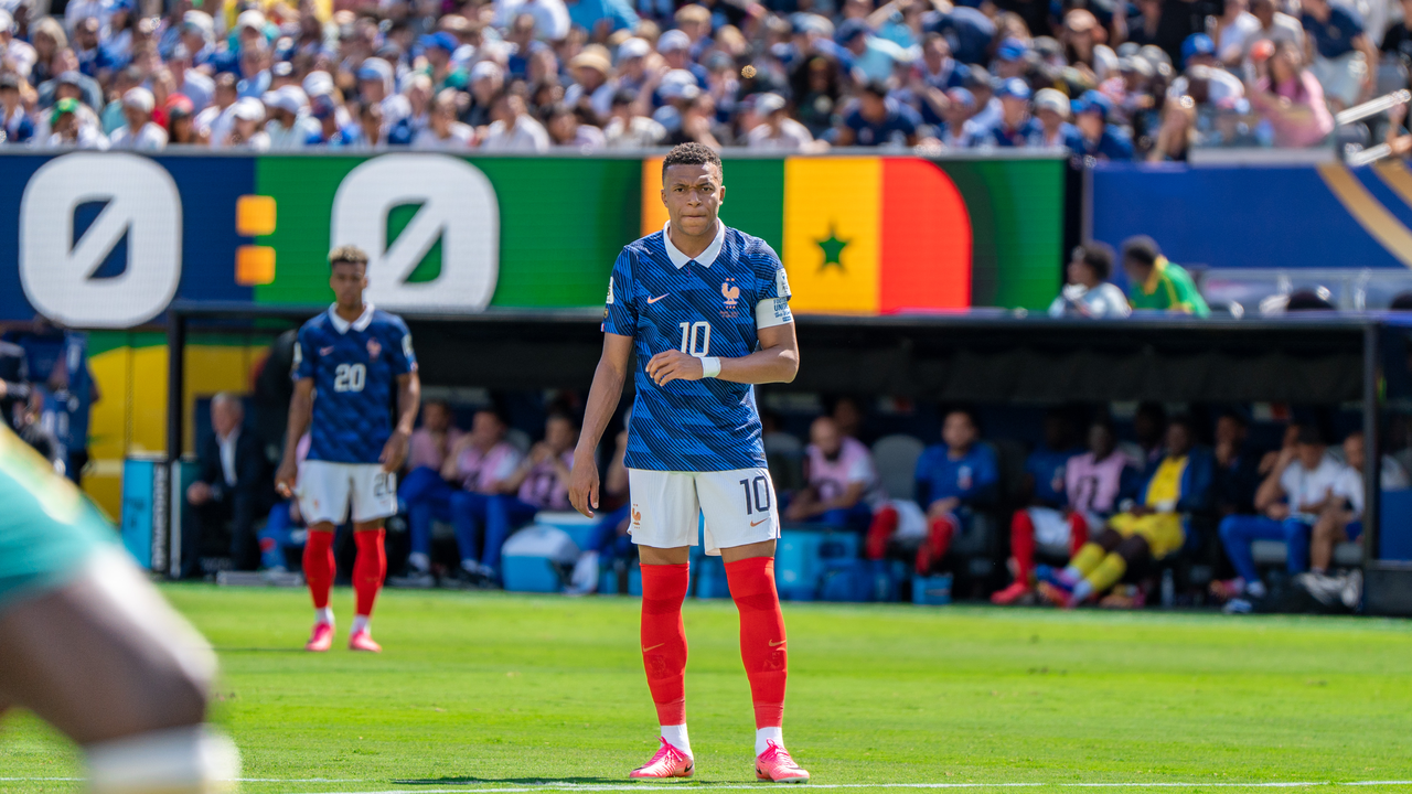 Kylian Mbappe in action