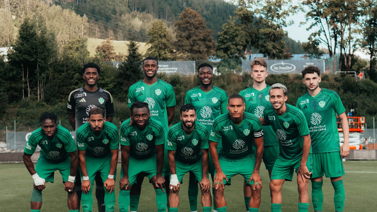 Al Ahli players pose together during their 2026 preseason camp in Austria
