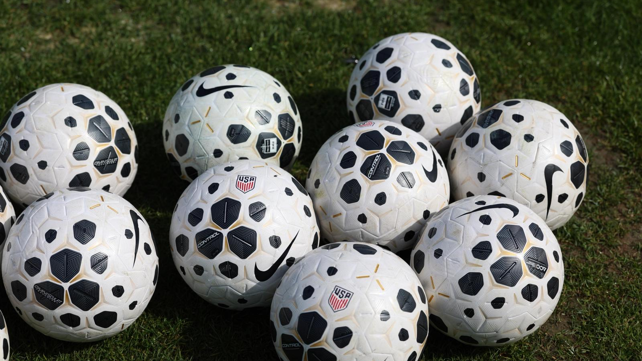 US Soccer training balls prepared for a youth talent identification camp