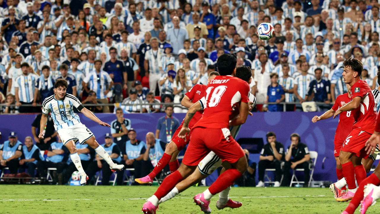 England and Argentina players shown during separate World Cup knockout moments