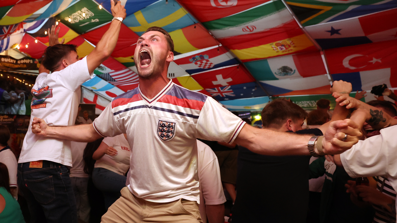 Football supporters gathered at a 2026 World Cup fan event