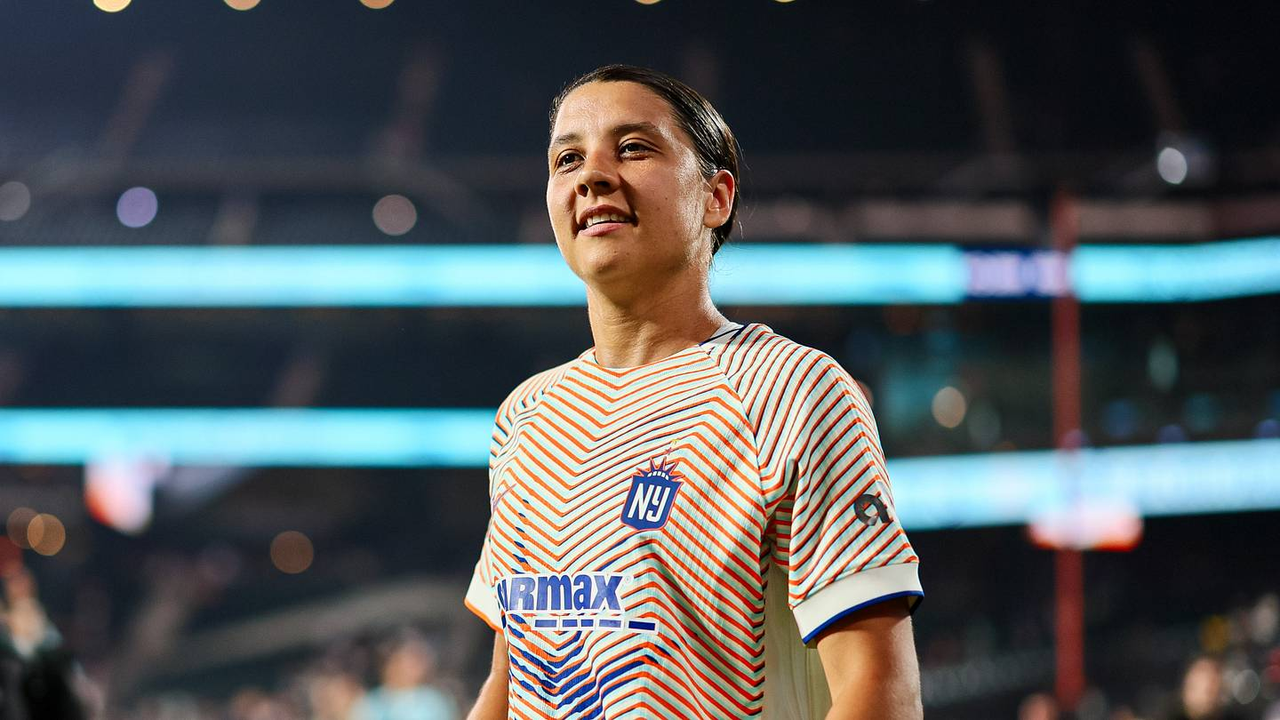 Sam Kerr appears for Gotham during the match against Washington Spirit