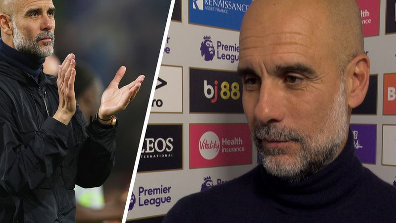 Pep Guardiola speaking during a football interview