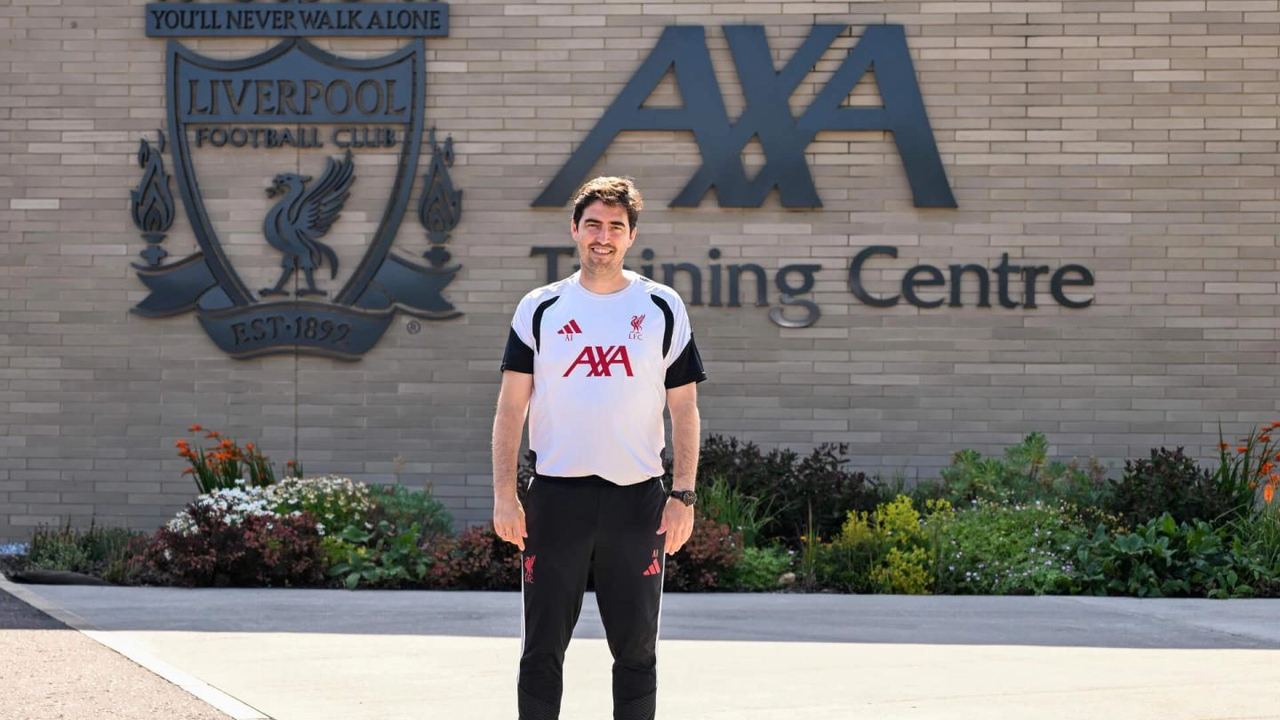 Andoni Iraola outside Liverpool's AXA Training Centre after his appointment