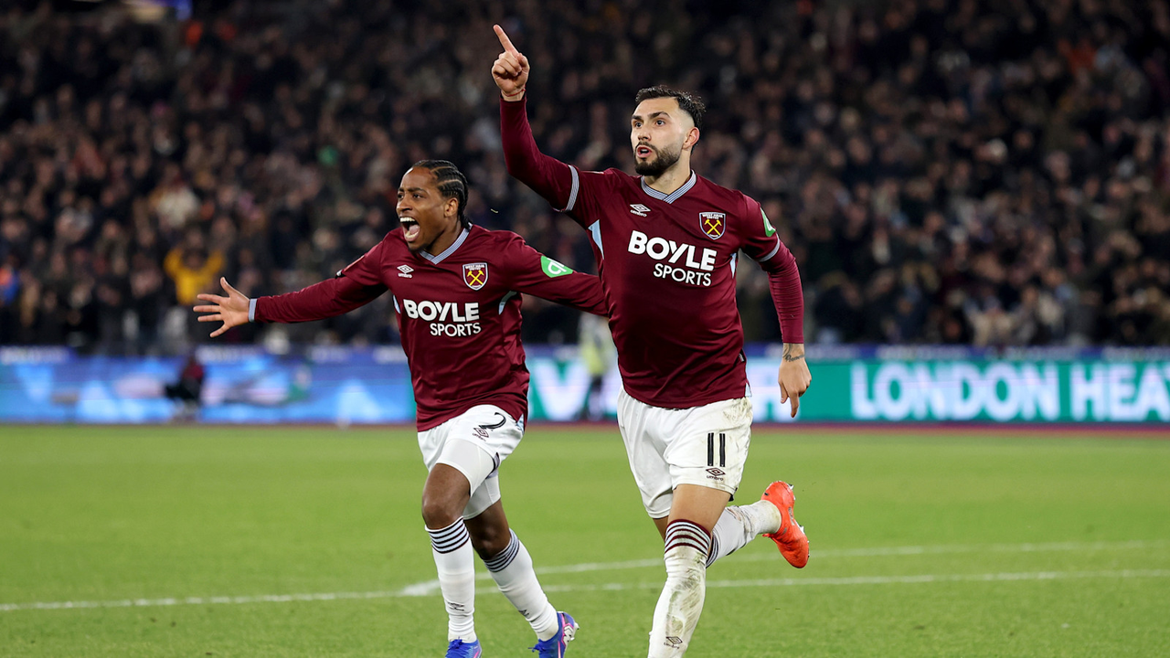 West Ham players celebrating during the FA Cup win over Queens Park Rangers
