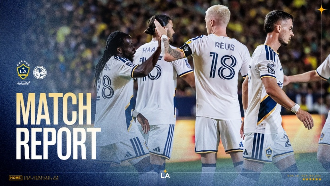 LA Galaxy players walk together in the match report image