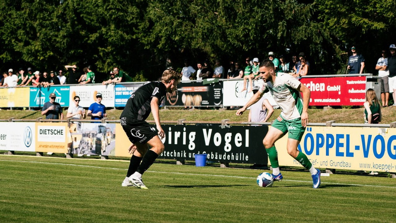 St Gallen players compete during a football match