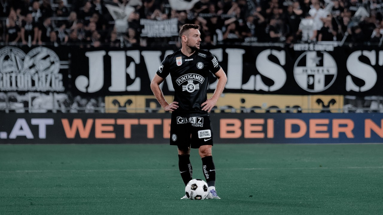 Sturm Graz captain Jon Gorenc Stankovic controls the ball