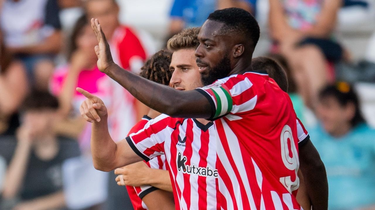Athletic Club players celebrate a goal
